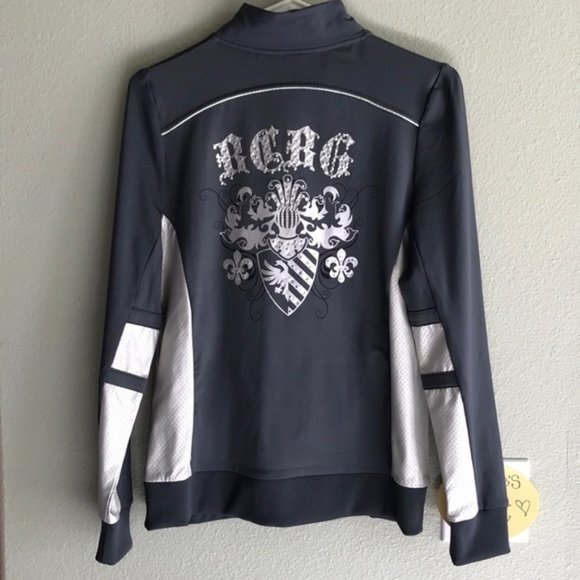 Like New BCBG MaxAzria Athleisure Two-Tone Stretch Jeweled Athletics Jacket - Picture 4 of 7